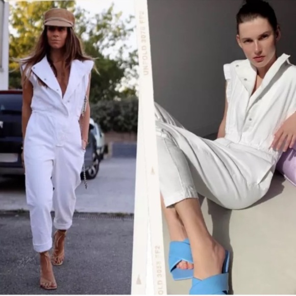 Zara White Sleeveless Jumpsuit - Picture 1 of 8